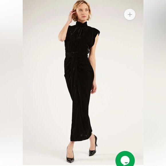 Sabina Musayev Leda Midi Dress Black Velvet open back goddess gown Revolve L - Picture 16 of 16